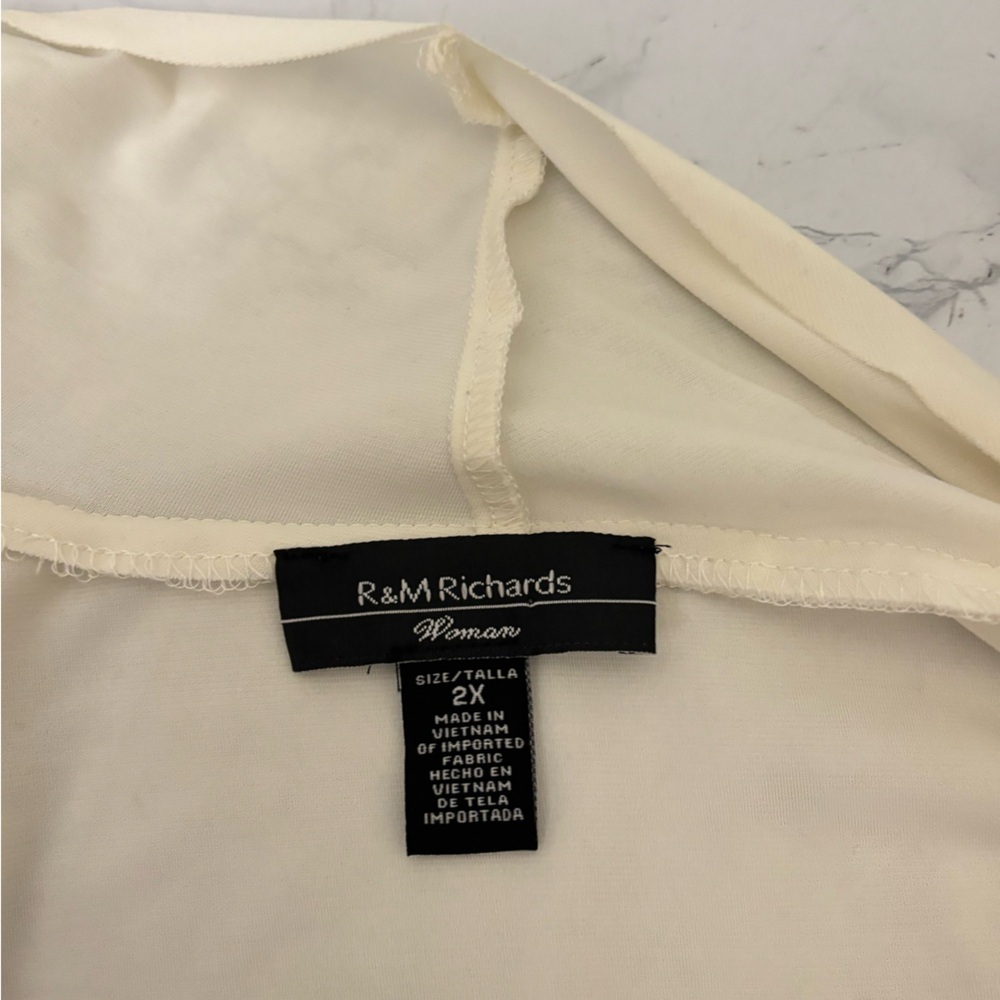 Vtg R&M Richards by Karen Kwong Sz 2x Womens Open Cardigan Cream Ivory Drape​ - Picture 9 of 9